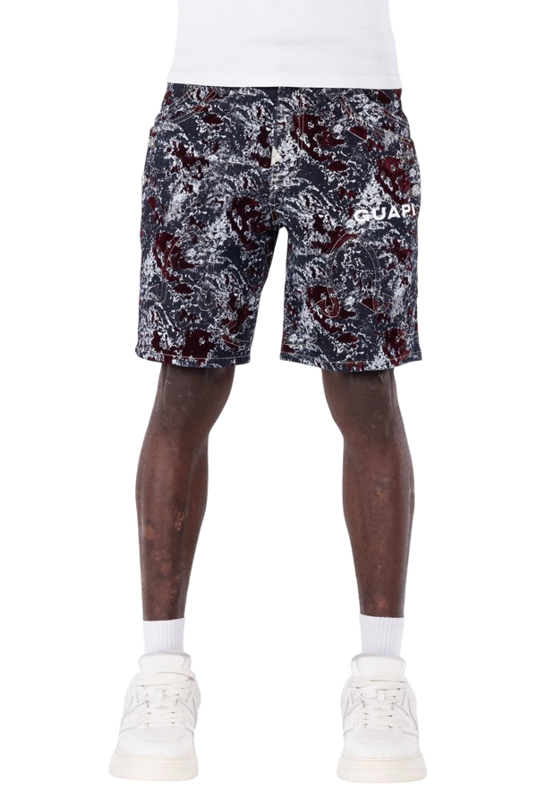 GUAPI | Wine Red Laser Velvet Shorts