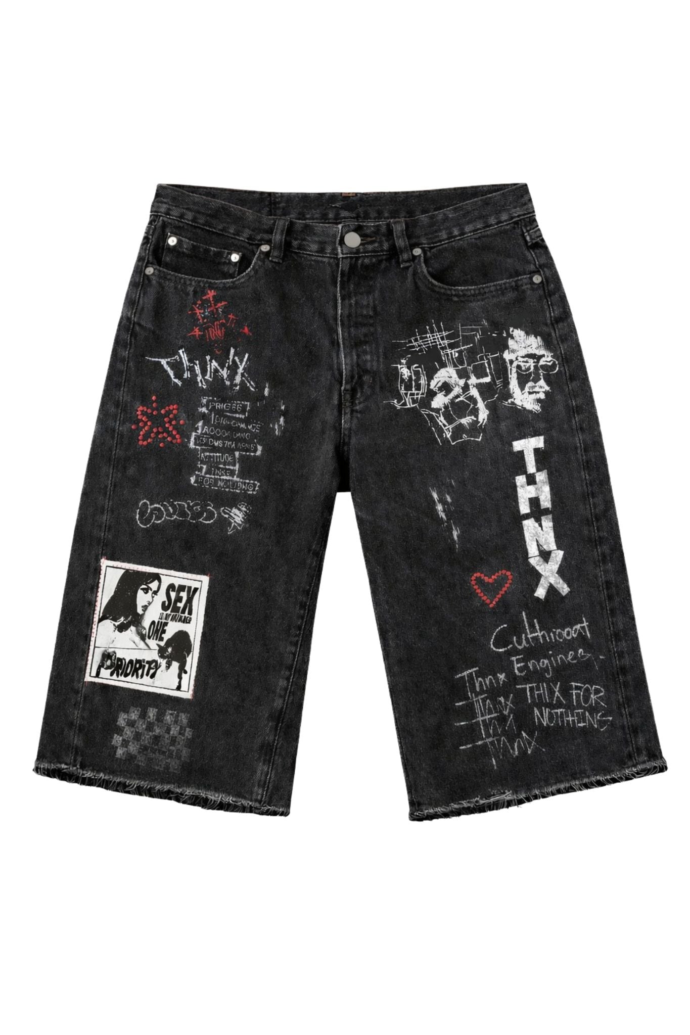 THNX FOR NOTHING | Lovers Black Denim Jorts