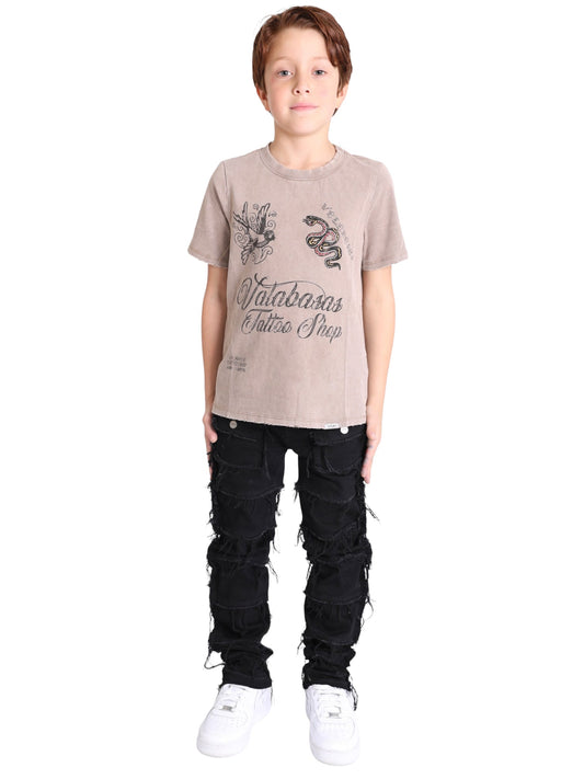 VPLAY TEE "ACROSS THE BELLY TAT" VINTAGE LIGHT COFFEE