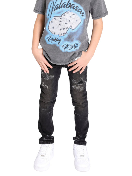 VPLAY KIDS JEANS “ONLY LOVE” BLACK WASHED