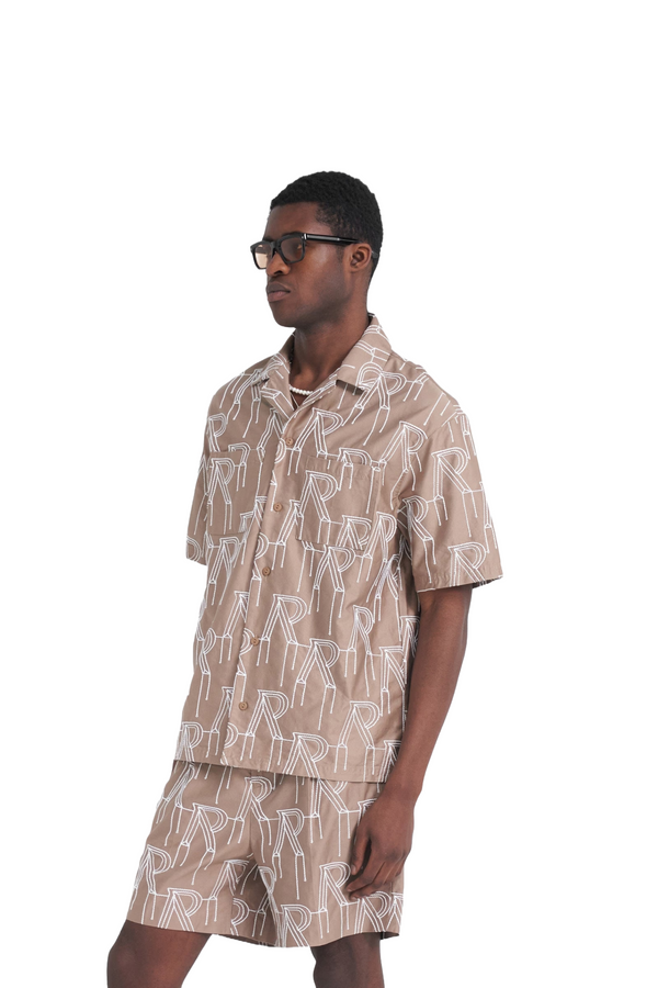 REPRESENT | Embroidered Initial Overshirt (Washed Taupe)