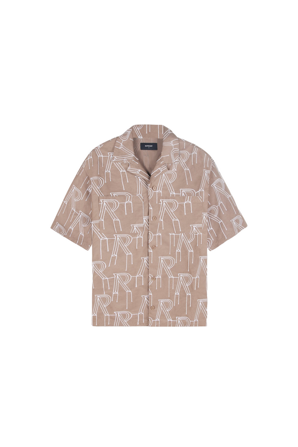 REPRESENT | Embroidered Initial Overshirt (Washed Taupe)
