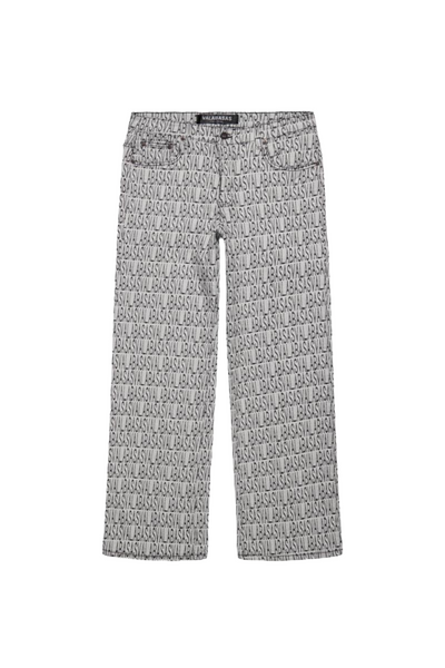 VALABASAS"IMPRINT" BLACK WHITE BAGGY DENIM JEAN