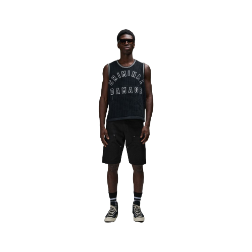 CRIMINAL DAMAGE VARSITY CROCHET VEST