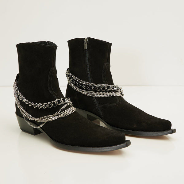 N° 31028 JASPER LAYERED CHAIN BOOTS - BLACK SUEDE
