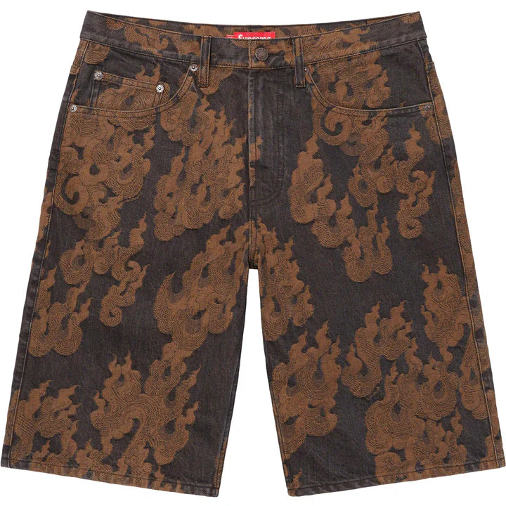 SUPREME Flames Jacquard Baggy Denim Short