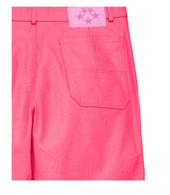 Sp5der Debossed Web Leather Pant Pink