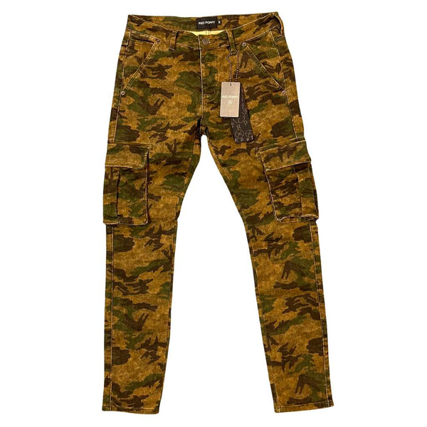 Red Poppy Skinny Denim Cargo Pants - Camouflage