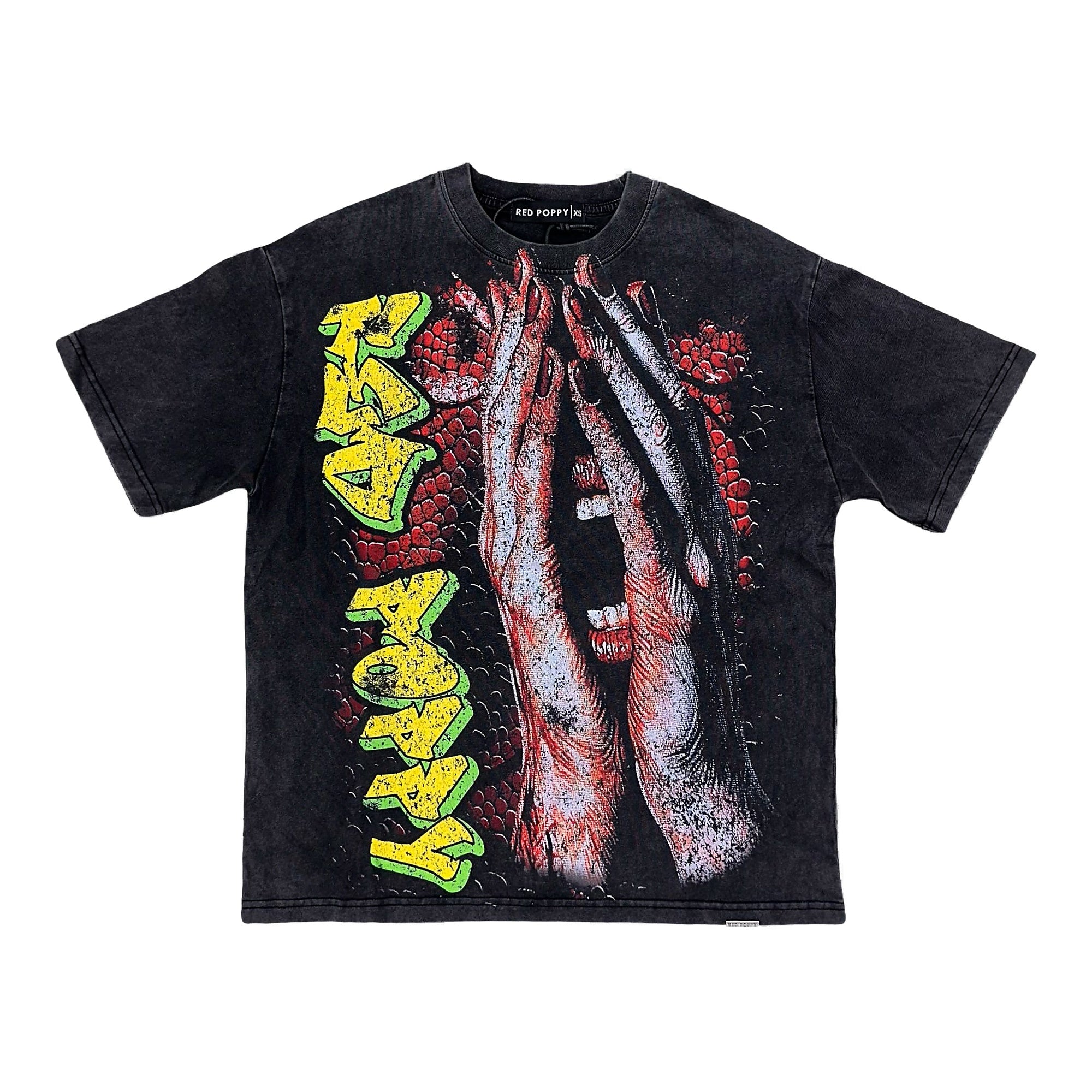 Red Poppy T-Shirt - Black