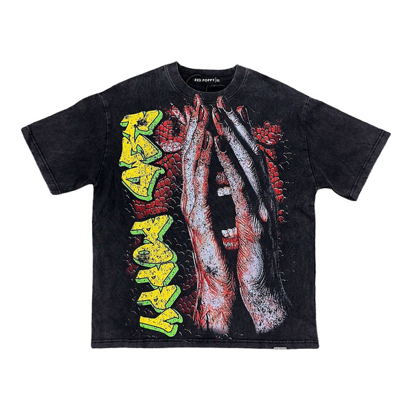 Red Poppy T-Shirt - Black