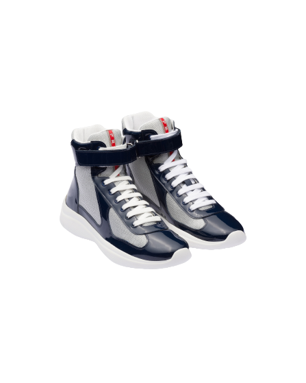 PRADA High-Top Patent Leather Sneakers