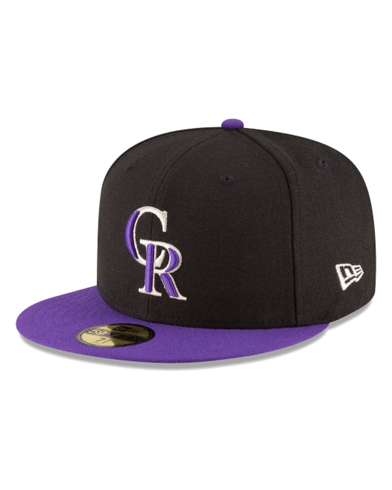 New Era Colorado Rockies 59FIFTY fitted hat, black and purple
