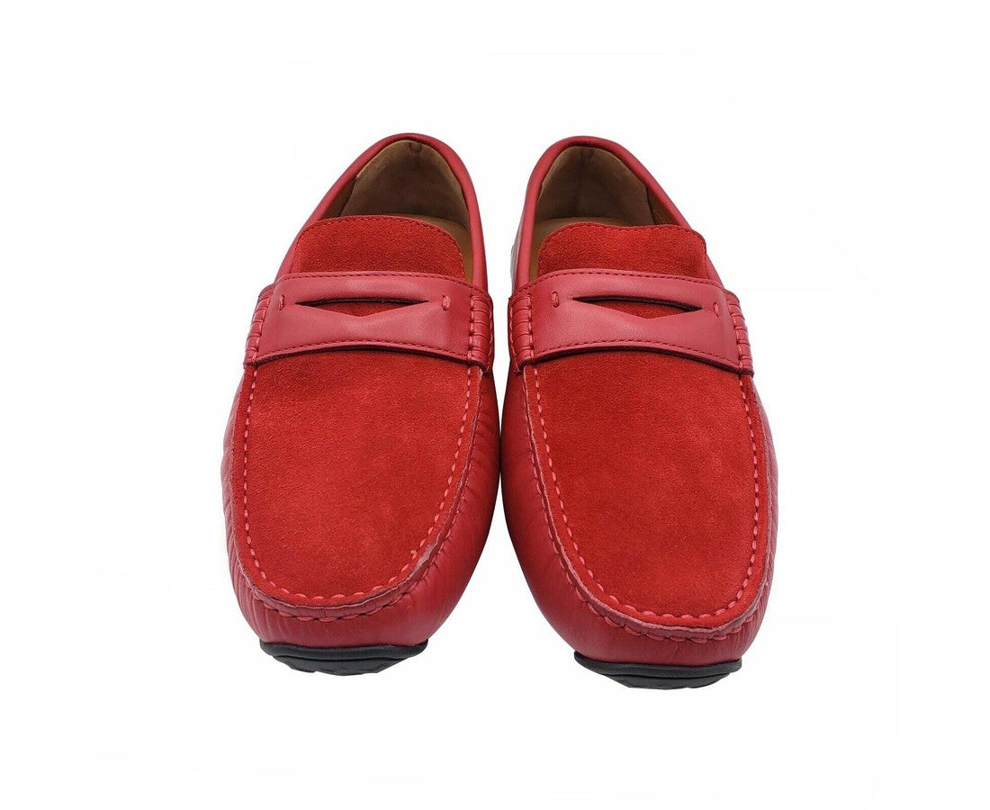 BALLY Men's Red Piotre Leather Logo Slip On Loafer Shoes