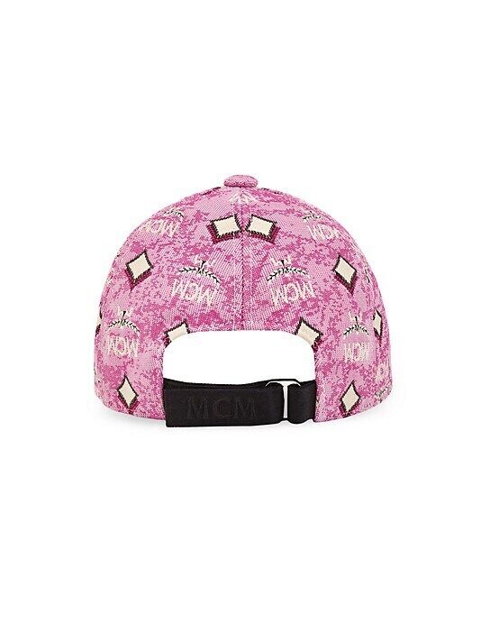 MCM NWT Pink Print Fabric Jacquard Monogram Cap
