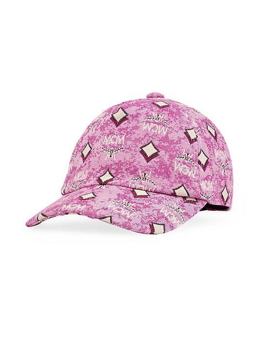 MCM NWT Pink Print Fabric Jacquard Monogram Cap